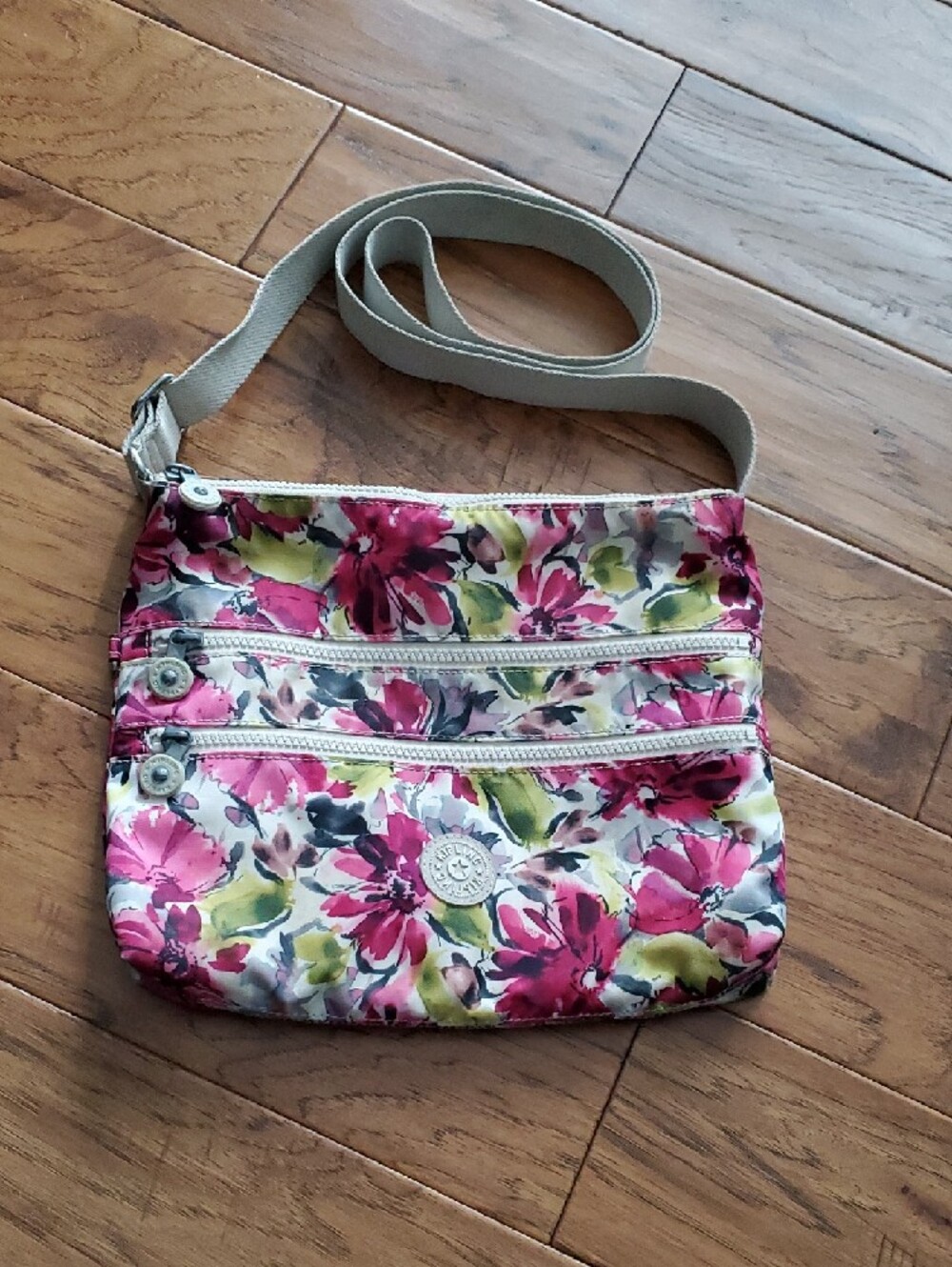 Kipling Alvar Floral Blushing Posies Crossbody Adjustable Strap Bag